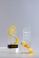 Trofeo de Campeón de Deportes Extremos con Base de Metal y Cristal Geométrico, Decoración de Oficina, Pintado con Impresión UV, Forma Personalizada, Nombre