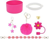 Bouilloire en acier portable 40OZ avec motif rose, qualité alimentaire, pour fille, avec accessoires en gel de silice