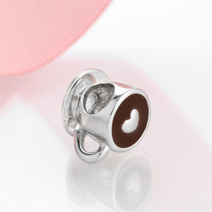 Thời Trang Mới 925 Sterling Silver Tình Yêu Thời Gian Miễn Phí Cà Phê Cup Charms Để Làm Vòng Đeo Tay - Product Image 4
