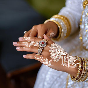 Adesivi per Tatuaggi Temporanei all'Henné <span class=keywords><strong>Indiano</strong></span> Sexy Marrone Rosso Bordeaux, Impermeabili per Corpo, Mani e Piedi, Tatuaggi Finti su Carta 2 - Product Image 1