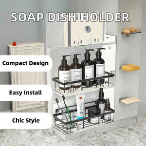 Porte-savon moderne en acier inoxydable auto-adhésif avec installation facile, monté en coin, accessoire de salle de bain ou de cuisine - Product Image 3