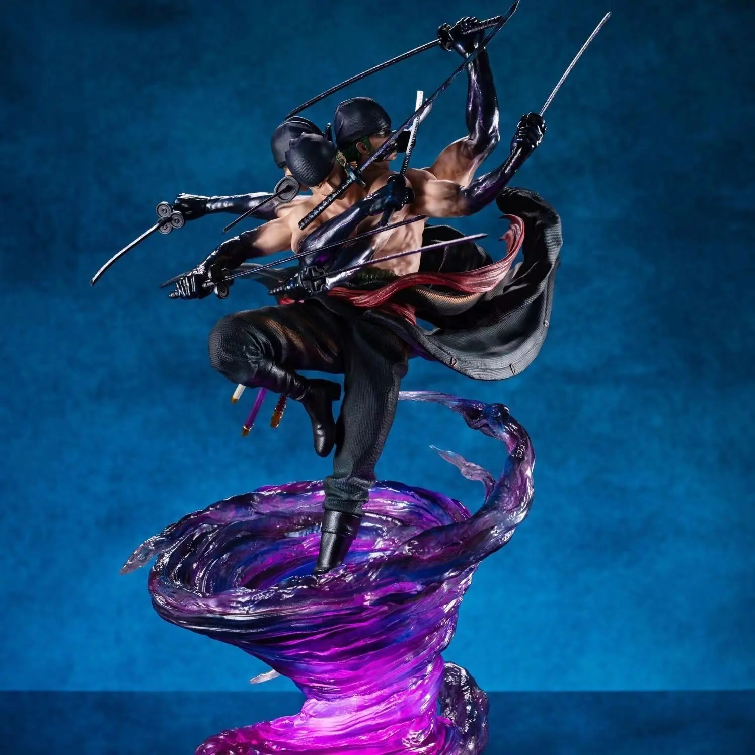 Figurine d'anime en une pièce GK Roronoa Zoro avec lumière 35cm spin Nine Knife Flow Action Figure Model Dolls Antistress Toy