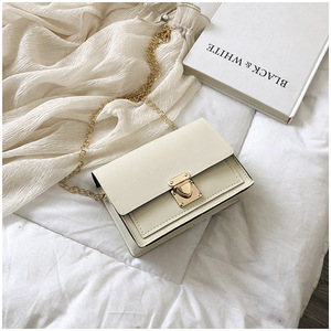 VENTE FLASH Sac à bandoulière chaîne en PU uni à fermeture boutonnée pour femme, mode été, Z0139 - Product Image 5