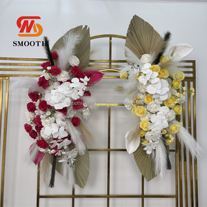 Arrangement floral de toile de fond de mariage lisse décoration de rangée de fleurs de pampa séchées artificielles pour la fête de noël - Product Image 1