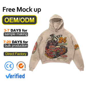 عتيق مخصص بحجر مغسول بأحماض بني قطرة كتف بسحاب ثقيل مكتنف الوزن من القطن بهودي مبطّن بالشمس - Product Image 2