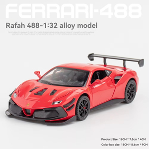 Aleación 1:32 Diecast Car Model Rafa 488 con sonido y luz Pullback Doors Open Metal Display Collection Toy - Product Image 4