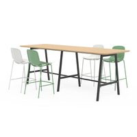 Table de bureau collaborative moderne à hauteur de bar avec éclairage LED intégré et jardinières intégrées pour espace de travail détente