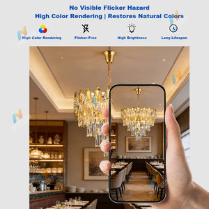 Lámpara de Techo Moderna de Lujo con Cristales LED <span class=keywords><strong>Dorados</strong></span>, Lámpara Colgante Grande para Dormitorio o Comedor - Product Image 6