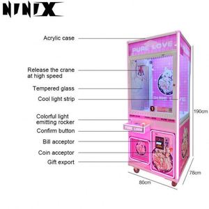 Machine à griffes à bas prix pour animaux en peluche, jeu d'arcade de fête foraine, vente en gros, avec cabinet métallique anglais - Product Image 4