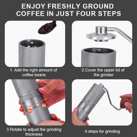 Moulin à Café Manuel Portable Espresso avec Réglage Externe à 60 Niveaux, Meule en Acier Inoxydable (SS) Or Titane et Boîtier en Alliage d'Aluminium 420, Mini et Compact