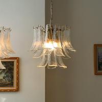 Lustre LED vintage en verre brumeux, style rétro de luxe, éclairage de plafond à spectre complet pour la protection des yeux, style américain