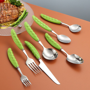Cubiertos de Acero Inoxidable 304, Juego de Cuchillo, Tenedor y Cuchara con Mango de Cerámica, Cuchara para Postre/Té, Cubertería para Restaurante/Hotel - Product Image 3