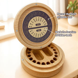 Деревянная шкатулка-карусель для детских молочных зубов с индивидуальным логотипом, органайзер для хранения, подарок на память о росте ребенка, оптовая продажа - Product Image 2