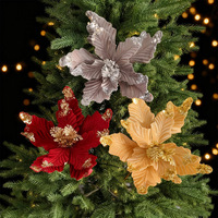 35CM Langlebige Modische Künstliche Weihnachtsdekoration Pailletten Weihnachtsblumen für Tür Weihnachtsbaum Festival
