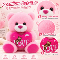 Ours en peluche personnalisé grimpeur avec cœur, animaux en peluche en velours avec patte en velours pour cadeau romantique, fournitures pour fleuristes