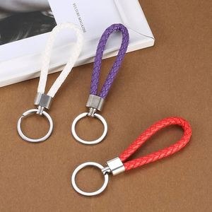 Porte-clés en cuir tressé, cordon en PU tissé multicolore en acier inoxydable pour clés de voiture, sac à main, accessoires de mode pour hommes et femmes - Product Image 6