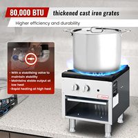 Cuisinière professionnelle à gaz propane/gaz naturel à brûleur unique, en acier inoxydable, pour comptoir de restaurant ou d'école