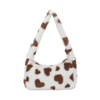 Sac à bandoulière mignon en fausse fourrure, mini sac moelleux imprimé cœur, sac bandoulière mini en peluche doux, sac à main tendance pour l'hiver OEM/ODM