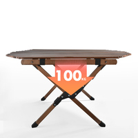 Table de camping portable HISPEED pour l'extérieur, pliable, en bois de hêtre, avec sac de transport, robuste et stable