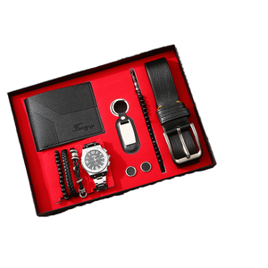 高端PU皮革个性钱包皮带手表礼品套装公司年会感恩节或完美父亲节礼物 - Product Image 1