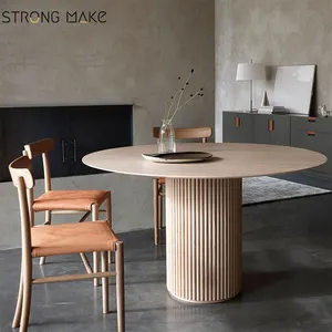 Modern Vintage Recycled Pine Nordic Mesa De Comedor De Madera Oak Walnut Round Solid Wood Dining Table For Dinning Room