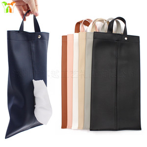 Household dining table tissue <b>box</b>, hanging car tissue <b>storage</b> <b>box</b>, Japanese style <b>waterproof</b> leather tissue bag for bathroom - Product Image 1