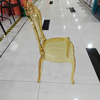 Chaise de salle à manger en acrylique transparente, style rétro orné et sculpté, chaise fantôme en cristal pour location de mariages, salles de banquet et hôtels