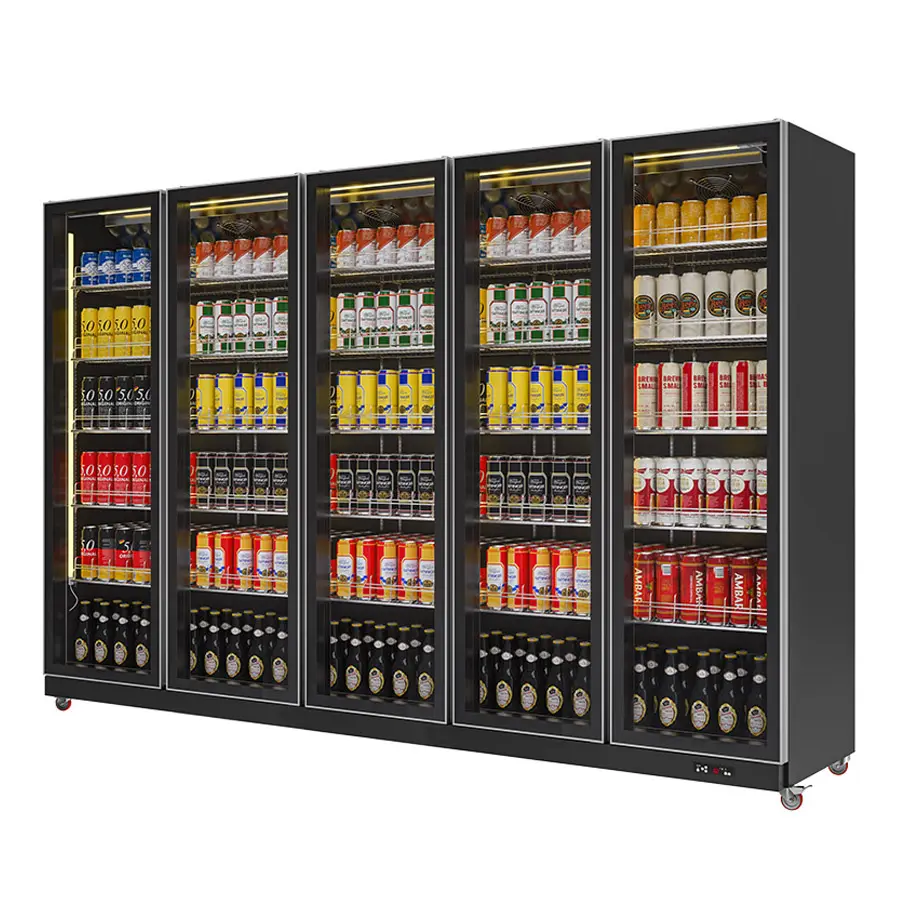 R290 가스 강직한 전시 냉각기 냉각장치를 가진 슈퍼마켓 음료 전시 냉장고