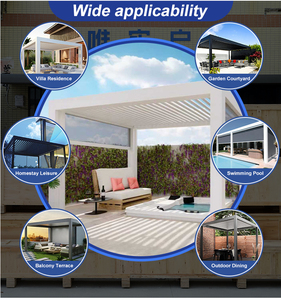 Pérgola de Aluminio con Recubrimiento en Polvo para Todo Clima, con Techo de Láminas y Pantalla, para Decoración de Cafeterías, Bistrós, Balcones y Jardines al Aire Libre - Product Image 5