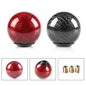 Pommeau de levier de vitesse en fibre de carbone, 50 mm, rond, léger, pour transmission automatique, accessoire de voiture - Product Image 2