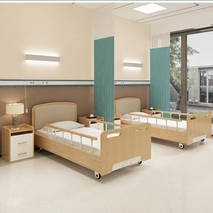 Cama de Hospital Ke Ming Medical Care KM-HLC02 Color Albaricoque, Estructura de Acero y Madera para Cuidado en el Hogar de Personas Mayores - Product Image 1