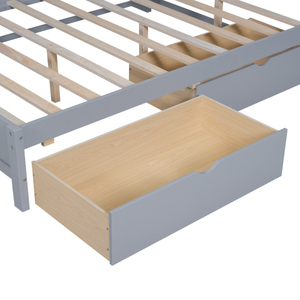 Modern Wooden Full Size DayBed with 2 Drawers, DayBed with Storage Shelf and USB Charging Ports,Grey - Product Image 4