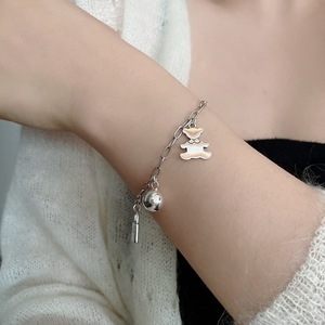 <b>Cute</b> <b>Bear</b> Charm Bracelet S925 Sterling Silver Cartoon Design Women's Jewelry Gift - Product Image 1