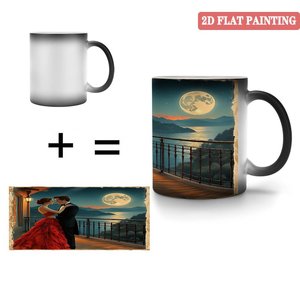 Tasse magique à changement de couleur 11oz en céramique activée par la chaleur, noire givrée, cadeau original - Product Image 4