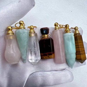 Bouteilles d'huiles essentielles en pierres précieuses mélangées à prix de gros, flacons de parfum en cristal, pendentifs pour colliers, idéaux pour les cadeaux - Product Image 2
