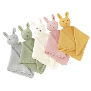 G697 Custom Furry Plush Bunny Baby Security Blanket Appease Child Toys Bunny Security Blanket