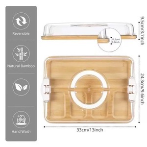Plato de bambú para comida de 33x24.3cm reversible con tapa para fiestas al aire libre, caja de almacenamiento para aperitivos - Product Image 2