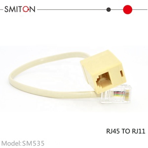 Rj11 <span class=keywords><strong>jack</strong></span> điện thoại <span class=keywords><strong>RJ45</strong></span> Ethernet chuyển đổi cáp <span class=keywords><strong>8p4c</strong></span> nam 6P4C Nữ Điện thoại Adapter - Product Image 5