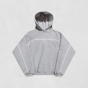 Sweat à capuche ample avec doublure réfléchissante personnalisée, poche kangourou sur le devant, bordures et ourlet côtelés, coupe courte, sweat à capuche de survêtement graphique - Product Image 2