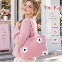 Sac à bandoulière duveteux pour femmes, sac à main léger d'hiver, sac à main tendance, fourre-tout à fleurs pour les voyages quotidiens et le shopping