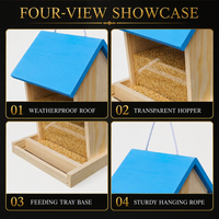 Mangeoire à oiseaux en bois bleue à suspendre pour l'extérieur avec panneau de visualisation clair, décoration de jardin, kit de nichoir DIY, OEM