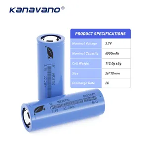 High Capacity 26700 Lithium Battery Cell 3.7v 6000mah Rechargeable Cylindrical Li-ion Battery