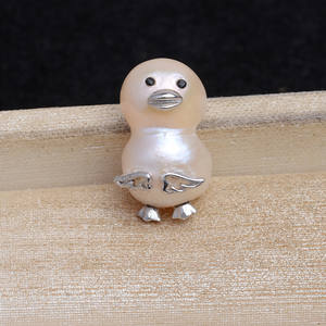 Pendentif en forme de canard baroque argenté, base vide, pendentif en perle irrégulière, accessoire de bricolage, 5623, perles multi-corps en vrac - Product Image 1