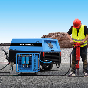 מדחס אוויר דיזל נייד קטן עם 4 צילינדרים, 100psi, 125cfm, מנוע קובוטה, לסיטונאות, לכריית זהב - Product Image 4