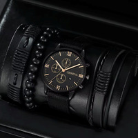 Montres Quartz de Haute Qualité Nouveau Calendrier Montre-Bracelet Coffret Cadeau Homme Toile 45mm Verre Aiguille Quartz Bracelet Montres Ensemble