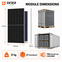 Module solaire pour toiture commerciale 595W, panneau solaire bifacial N-Type double vitrage avec boîtier de jonction IP68, 144 demi-cellules