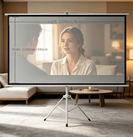 Écran de projection portable HTP 72-150 pouces 16:9 4:3 sur trépied en PVC et aluminium, blanc mat 1080P 4K pour la maison, le bureau et l'extérieur