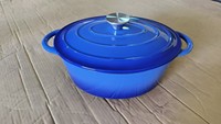 Marmite en fonte émaillée grande capacité, ronde ou ovale, pour ragoûts et casseroles, idéale comme cadeau, compatible four, gaz et induction, avec couvercle
