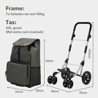Chariot de courses de luxe 60L à 4 roues avec compartiment isotherme et poignée réglable