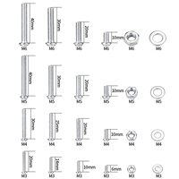 Kit d'assortiment de vis et d'écrous à tête cylindrique galvanisés en fer, 1080 pièces, M3/M4/M5/M6, Grade 4.8/6.8, pour bricolage et différentes tailles
